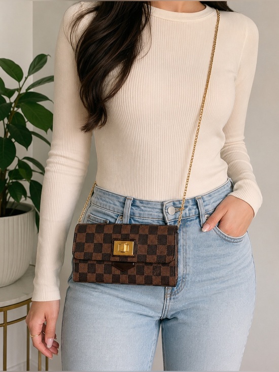 Louis Vuitton Handbags - Louis Vuitton Damier Ebene RoseberyTurn Lock Flap Closure Long Wallet LV Dusty